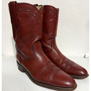 VTG Frye Oxblood Leather Western Roper Pull On Boots Mens 12B Cutout USA 3130